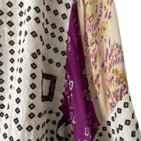 Zara Blogger Favorite Open Tie Front Bohemian Patchwork Blouse size large - Picture 6 of 9